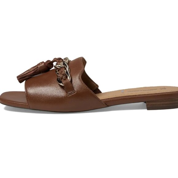 NEW JOHNSTON AND MURPHY Leather Lilly Chain Slide Sandals black for women 253 - Picture 2 of 7